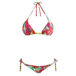 Cia Maritima Red Tropical Floral Triangle Bikini
